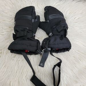 Black Winter Mittens with Straps